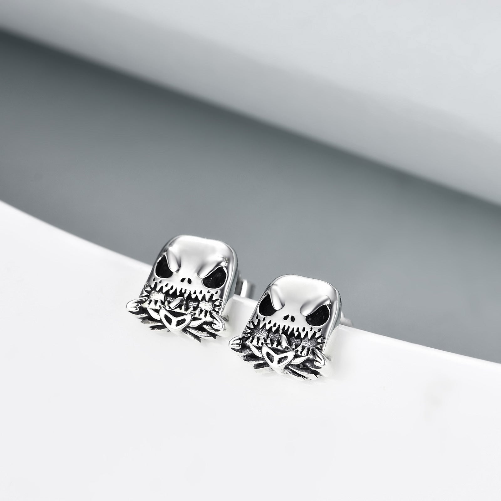 Skull Jack Skellington Sterling Silver Stud Earring For Men Women Gift Jewelry
