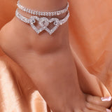 Personalized Double Heart Bracelet Anklet
