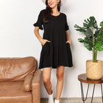 Double Take V-Neck Flounce Sleeve Tiered Dress
