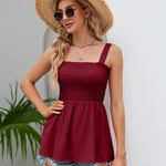 Smocked Square Neck Babydoll Tank
