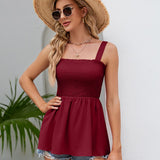 Smocked Square Neck Babydoll Tank
