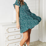 Double Take Short Flounce Sleeve Tiered Dress
