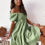 Full Size Ruffled Off-Shoulder Short Sleeve Dress
