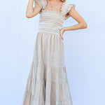 And The Why Linen Striped Ruffle Dress
