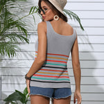 Striped V-Neck Knit Tank
