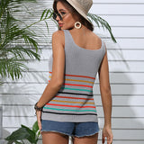 Striped V-Neck Knit Tank
