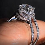 925 Sterling Silver Luxury Bold Big Wedding Rings Set For Bridal Women Engagement
