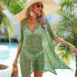 Slit Openwork V-Neck Cover Up
