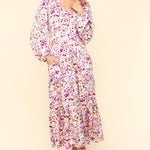 Haptics Full Size Floral V-Neck Long Sleeve Dress with Side Pockets
