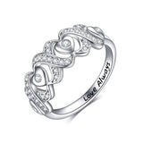 Sterling Silver Infinity Love Engagement Ring with Cubic Zirconial Eternity Wedding Bands
