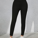 Full Size Letter Embroidered High Waist Leggings
