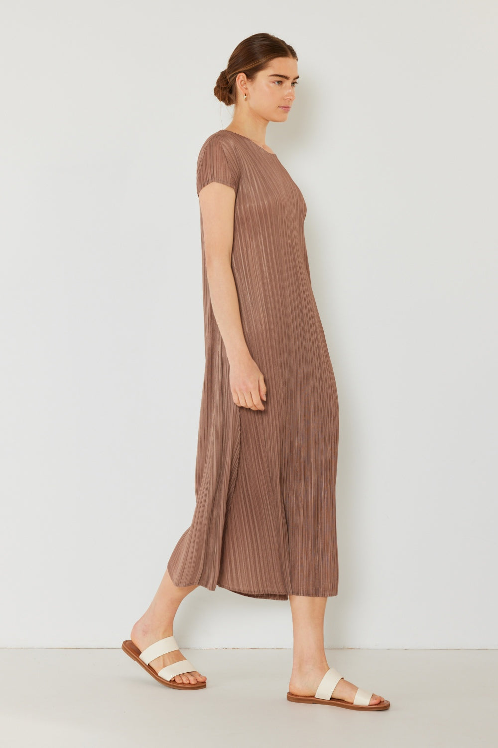 Marina West Swim Pleated Cap Sleeve A-Line Dress
