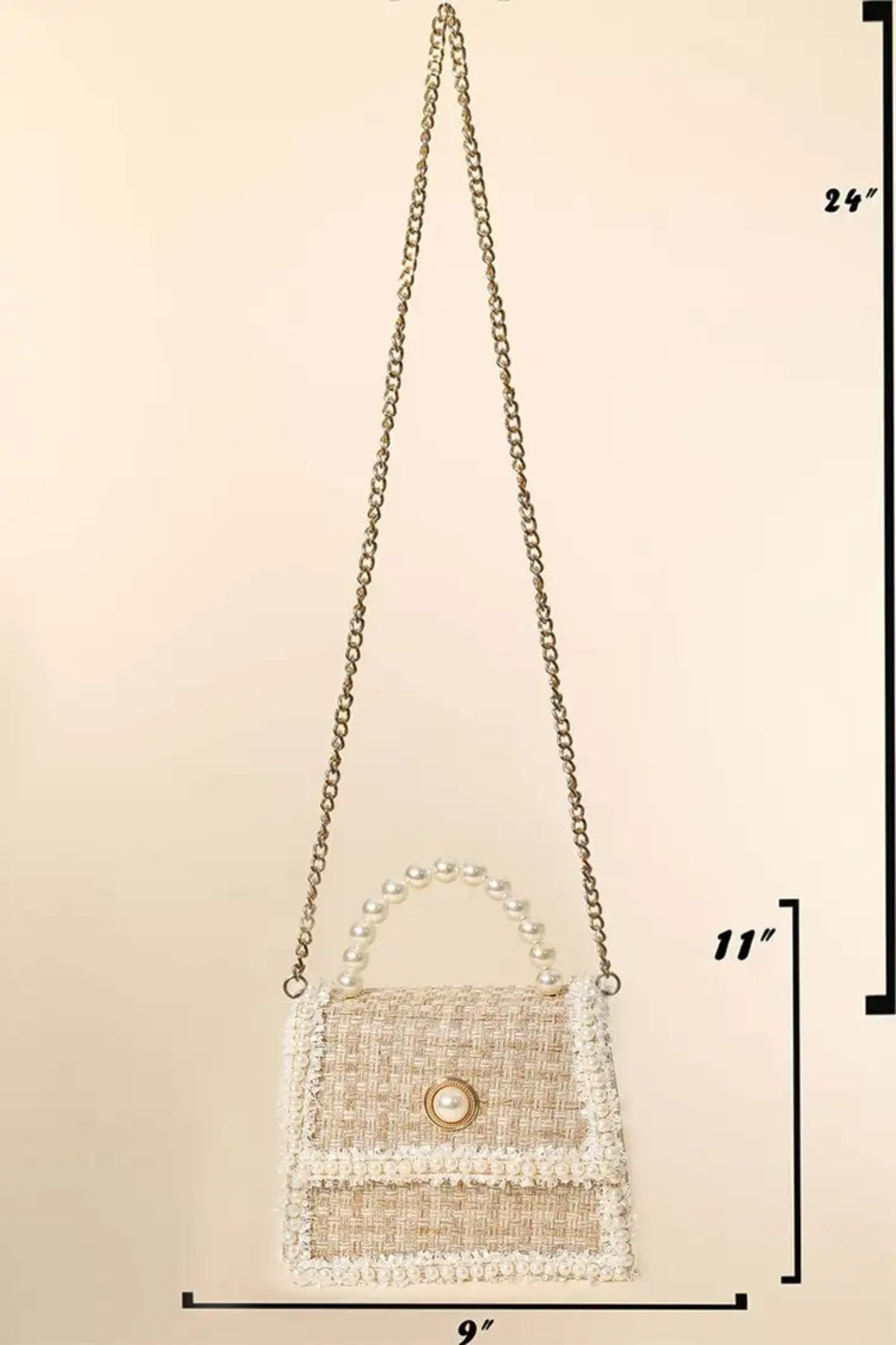 Fame Pearly Trim Woven Handbag
