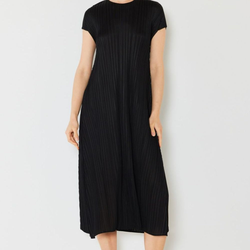 Marina West Swim Pleated Cap Sleeve A-Line Dress
