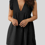 Ruffled Eyelet Cap Sleeve Mini Dress
