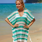 Tassel Openwork Striped V-Neck Cover Up
