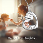 Mother Daughter Necklace Sterling Silver Love Heart Rose Flower Pendant Necklace
