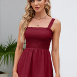 Smocked Square Neck Babydoll Tank
