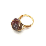 Personality Hand Wrapped Rough Stone Agate Ring
