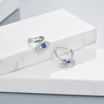 925 Sterling Silver CZ Evil Eye Dangle Hoop Earrings For Women Girls
