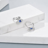 925 Sterling Silver CZ Evil Eye Dangle Hoop Earrings For Women Girls
