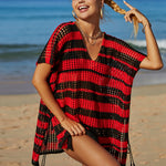 Tassel Openwork Striped V-Neck Cover Up
