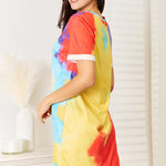 Double Take Tie-Dye V-Neck Twisted Dress
