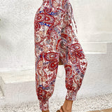 Tied Printed High Waist Pants
