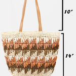 Fame Straw Braided Striped Tote Bag
