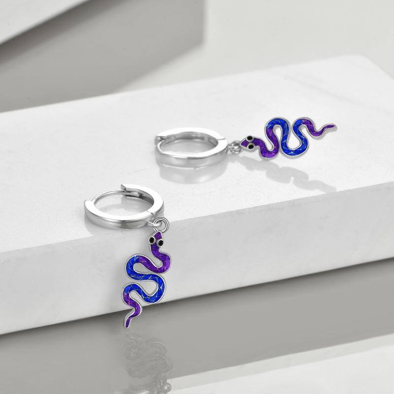 Snake Earrings for Women Sterling Silver Dainty Snake Shaped Huggie Hoop Earrings Jewelry Gifts
