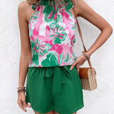 Floral Tied Round Neck Tank
