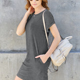 Basic Bae Full Size Round Neck Short Sleeve Dress with Pockets
