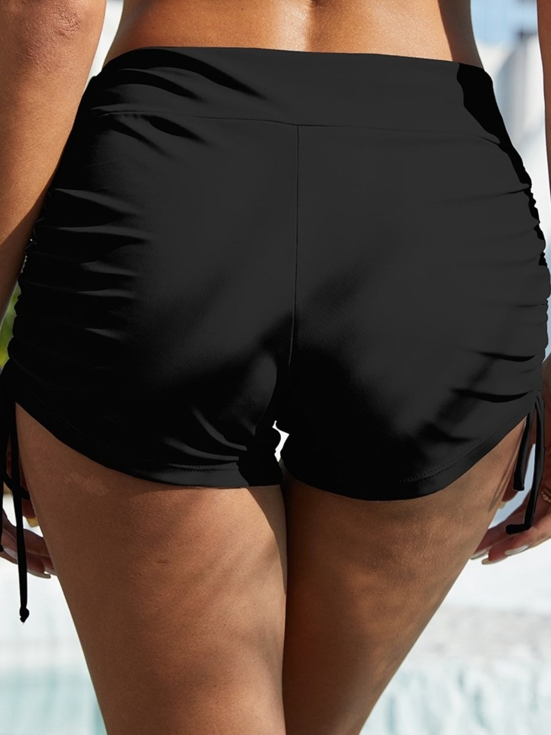 Drawstring Mid-Rise Waist Swim Shorts
