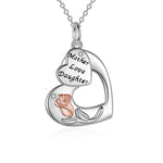 Mother Daughter Necklace Sterling Silver Love Heart Rose Flower Pendant Necklace
