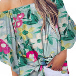 Tied Printed Off-Shoulder Half Sleeve Blouse
