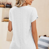 Eyelet V-Neck Petal Sleeve T-Shirt
