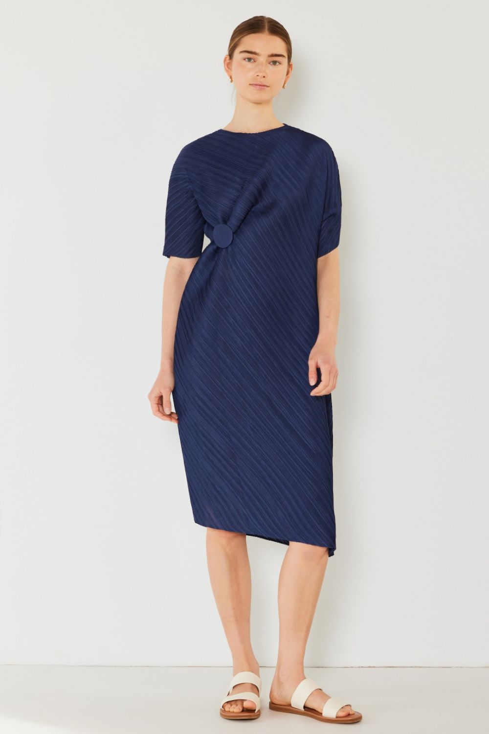 Marina West Swim Pleated Dolman Sleeve Dress
