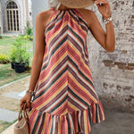 Striped Grecian Neck Dress
