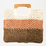 Fame Color Block Double-Use Braided Tote Bag
