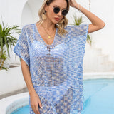 Openwork Slit V-Neck Cover Up
