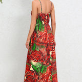 Printed Surplice Maxi Cami Dress
