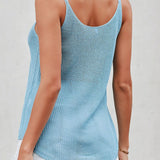 Waffle-Knit Round Neck Cami
