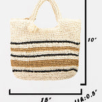 Fame Striped Straw Braided Tote Bag
