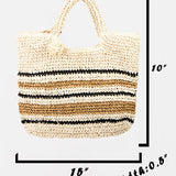 Fame Striped Straw Braided Tote Bag
