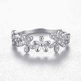 Sterling Silver Daisy Ring Female Korean Fashion Light Luxury Micro Diamond Ring
