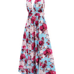 Slit Backless Printed Halter Neck Dress
