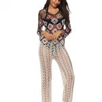 Cutout Drawstring High Waist Swim Pants
