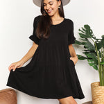 Double Take V-Neck Flounce Sleeve Tiered Dress
