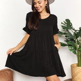 Double Take V-Neck Flounce Sleeve Tiered Dress
