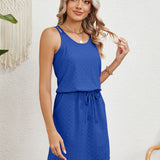 Eyelet Scoop Neck Sleeveless Dress
